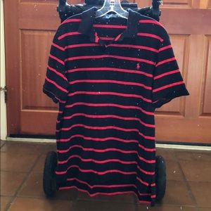 Black with red stripes men’s collared Polo shirt